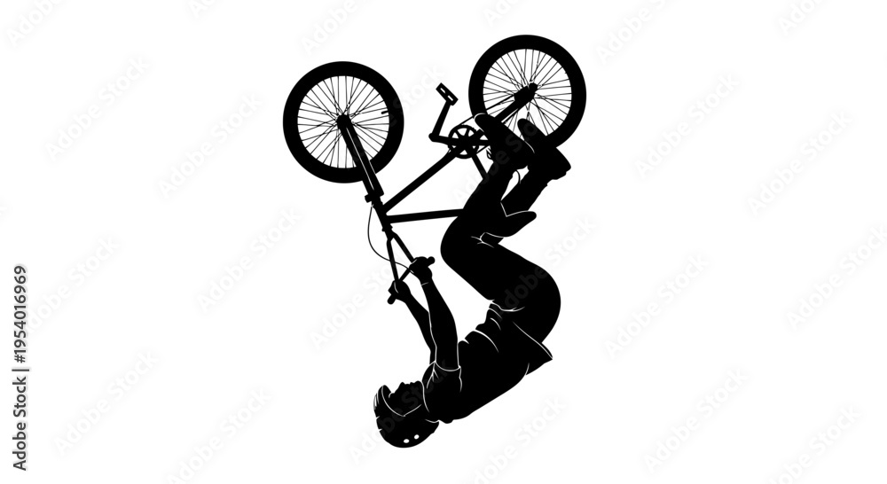 Obraz premium Silhouette of a BMX Rider Performing a Backflip Stunt