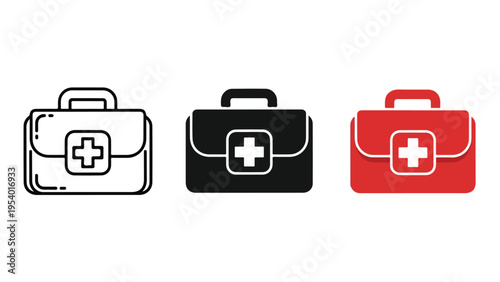 Medical First Aid Kit Icons - Blue icon set - Modern style icon  - Glyph and solid icon set - Icon vector