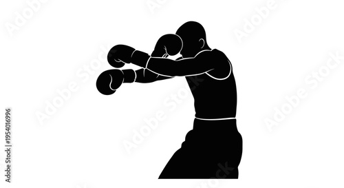 Black Silhouette of a Boxer Throwing a Punch