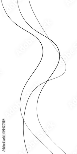 Abstract Black and White Flowing Curved Lines Vector Set, Minimal Wavy Line Art, Modern Dynamic Swirl Shapes, Elegant Motion Design Elements, Monochrome Fluid Line Background.