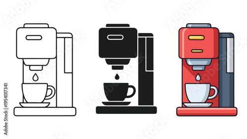 Coffee Maker Icons Set - Minimalist, flat icon, outline, glyph, linear, clipart, sticker - icon set