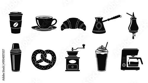 Coffee and Pastry Icons - SVG and PNG icons - Vector Icons and Stickers - PNG, SVG, EPS - Glyph and solid icon set