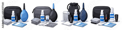 Camera cleaning kit with various accessories for lens and sensor maintenance