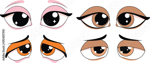 Cartoon anime eyes in various colors cartoon eyes colorful eyes eye pink eyes brown eyes