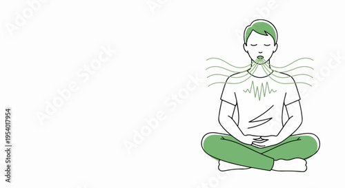Person performing breathing exercise in lotus pose, focusing on deep inhalation and exhalation for improved well being.