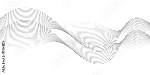 Abstract wave element for design. Digital frequency track equalizer. Stylized line art background. Vector illustration. Wave with lines created using blend tool. Curved wavy line, smooth stripe.