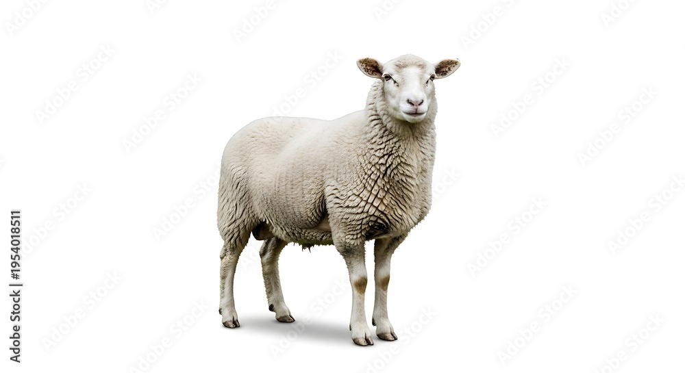 Obraz premium Isolated sheep on white background for design and commercial projects