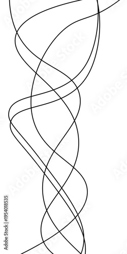 Abstract Black and White Flowing Curved Lines Vector Set, Minimal Wavy Line Art, Modern Dynamic Swirl Shapes, Elegant Motion Design Elements, Monochrome Fluid Line Background.