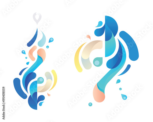 Abstract motion colorful water splashes design elements illustration for creative projects