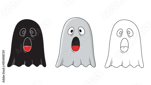 Funny Ghost Icons Set - SVG and PNG icons - Vector Icons and Stickers - PNG, SVG, EPS - Glyph and solid icon set