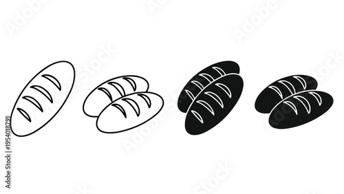 Bread Icons Set - Glyph solid icon - Editable modern style icon - Clipart, sticker - icon set - Clipart