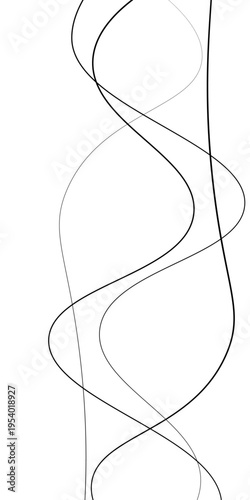 Abstract Black and White Flowing Curved Lines Vector Set, Minimal Wavy Line Art, Modern Dynamic Swirl Shapes, Elegant Motion Design Elements, Monochrome Fluid Line Background.