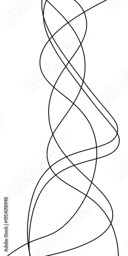 Abstract Black and White Flowing Curved Lines Vector Set, Minimal Wavy Line Art, Modern Dynamic Swirl Shapes, Elegant Motion Design Elements, Monochrome Fluid Line Background.