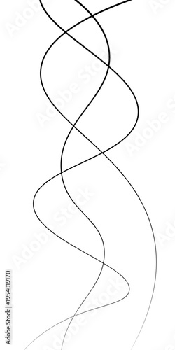 Abstract Black and White Flowing Curved Lines Vector Set, Minimal Wavy Line Art, Modern Dynamic Swirl Shapes, Elegant Motion Design Elements, Monochrome Fluid Line Background.