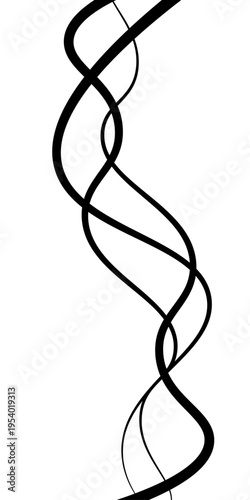 Abstract Black and White Flowing Curved Lines Vector Set, Minimal Wavy Line Art, Modern Dynamic Swirl Shapes, Elegant Motion Design Elements, Monochrome Fluid Line Background.