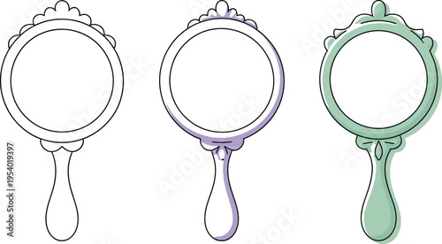 Elegant decorative handheld mirrors set with vintage ornate frames