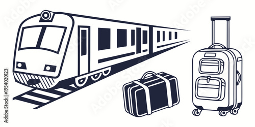 Traveling with luggage and boarding a train at a station platform