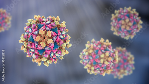 Quadro em tela Poliovirus, 3D illustration