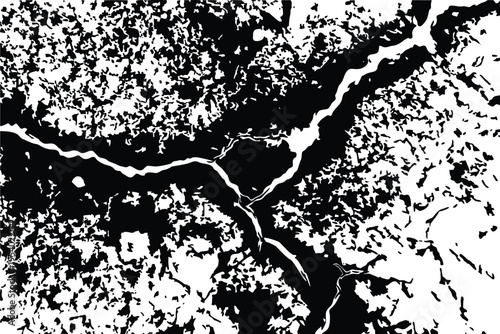 Abstract Black and White Grunge Texture with Topographic Map Aesthetic