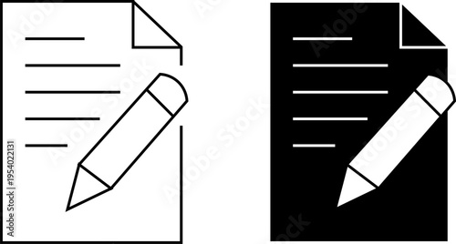 Vector icon of a document with a pencil, representing writing, editing, or notetaking tasks