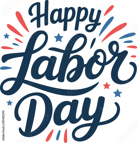 Happy Labor Day patriotic typography lettering with stars celebration USA vector design