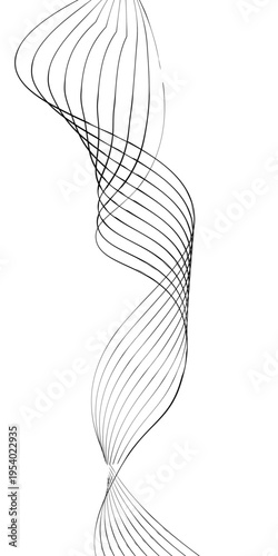 Abstract Black and White Flowing Curved Lines Vector Monochrome Fluid Line Background, Creative Abstract Linear Forms for Technology and Branding Design.