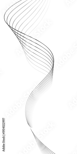 Abstract Black and White Flowing Curved Lines Vector Monochrome Fluid Line Background, Creative Abstract Linear Forms for Technology and Branding Design.