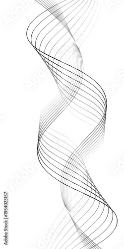 Abstract Black and White Flowing Curved Lines Vector Monochrome Fluid Line Background, Creative Abstract Linear Forms for Technology and Branding Design.