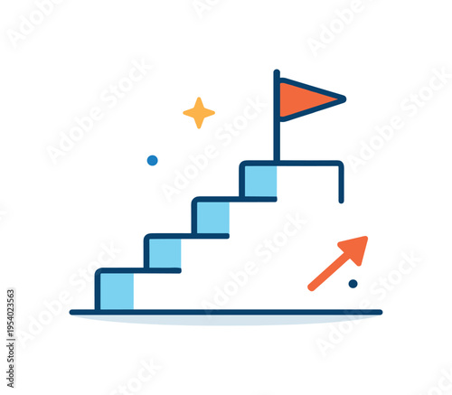 Strategic growth planning and securing future opportunities in competitive digital markets centered on vision and structured advancement, a neat staircase shape combined with a