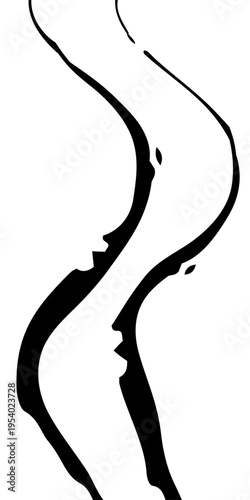 Abstract Black and White Flowing Curved Lines Vector Monochrome Fluid Line Background, Creative Abstract Linear Forms for Technology and Branding Design.