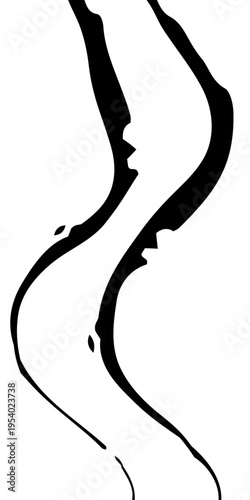 Abstract Black and White Flowing Curved Lines Vector Monochrome Fluid Line Background, Creative Abstract Linear Forms for Technology and Branding Design.