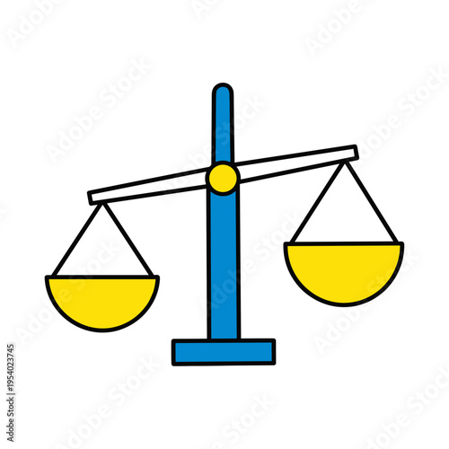 Colorful balance scale icon in flat design style  