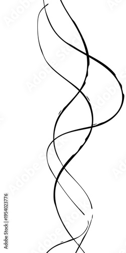 Abstract Black and White Flowing Curved Lines Vector Monochrome Fluid Line Background, Creative Abstract Linear Forms for Technology and Branding Design.