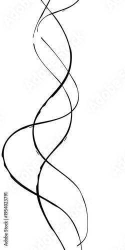 Abstract Black and White Flowing Curved Lines Vector Monochrome Fluid Line Background, Creative Abstract Linear Forms for Technology and Branding Design.