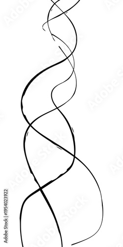Abstract Black and White Flowing Curved Lines Vector Monochrome Fluid Line Background, Creative Abstract Linear Forms for Technology and Branding Design.