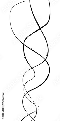 Abstract Black and White Flowing Curved Lines Vector Monochrome Fluid Line Background, Creative Abstract Linear Forms for Technology and Branding Design.