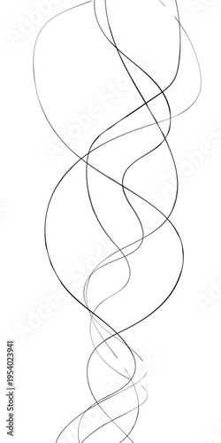 Abstract Black and White Flowing Curved Lines Vector Monochrome Fluid Line Background, Creative Abstract Linear Forms for Technology and Branding Design.