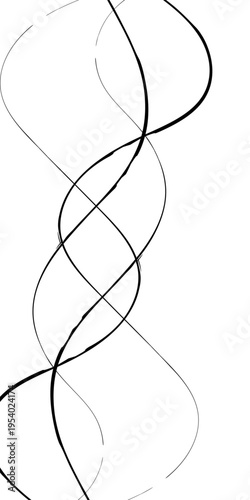 Abstract Black and White Flowing Curved Lines Vector Monochrome Fluid Line Background, Creative Abstract Linear Forms for Technology and Branding Design.