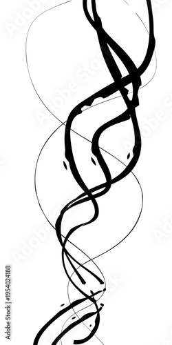 Abstract Black and White Flowing Curved Lines Vector Monochrome Fluid Line Background, Creative Abstract Linear Forms for Technology and Branding Design.