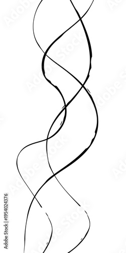 Abstract Black and White Flowing Curved Lines Vector Monochrome Fluid Line Background, Creative Abstract Linear Forms for Technology and Branding Design.
