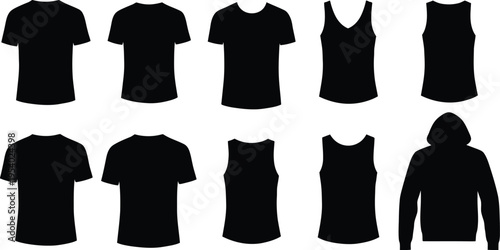 Collection of various clothing silhouettes for design reference