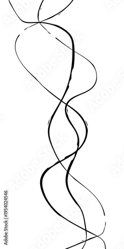 Abstract Black and White Flowing Curved Lines Vector Monochrome Fluid Line Background, Creative Abstract Linear Forms for Technology and Branding Design.