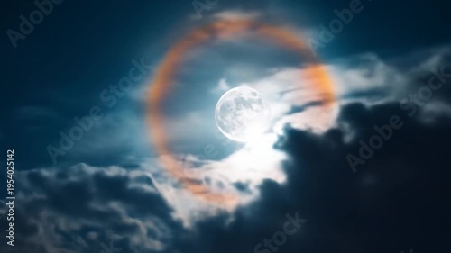 Night sky moon behind clouds artistic render dramatic lighting atmosphere