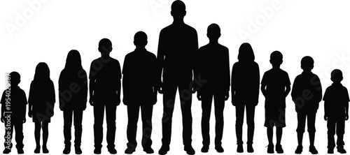 Silhouette of a diverse group of people standing together