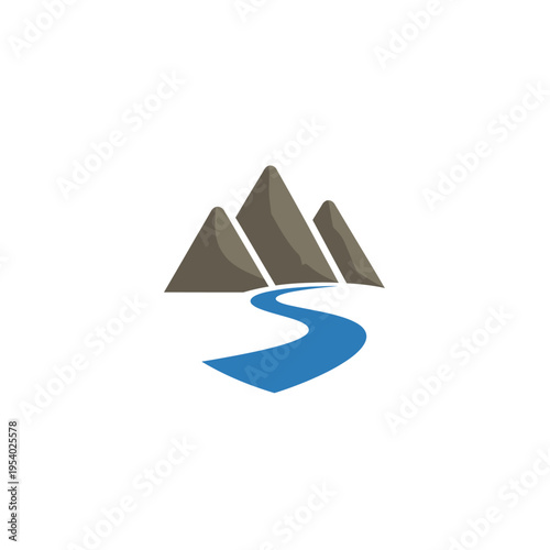 Mountain range landscape with river.