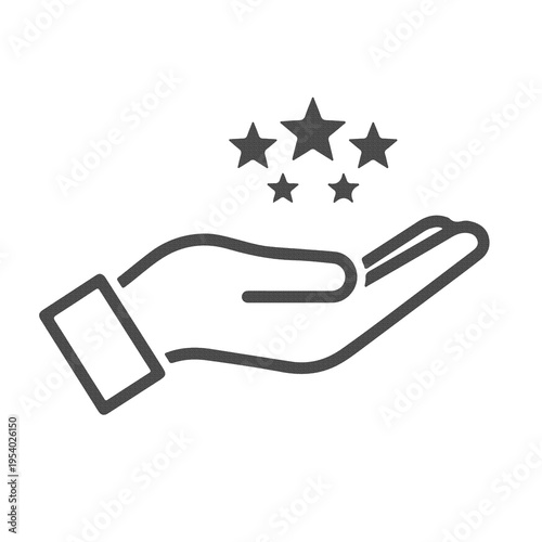 Hand Holding Stars Icon Quality Service Rating Care and Customer Satisfaction Symbol