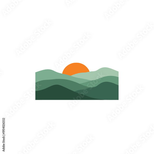 Sunrise over a mountain range landscape.