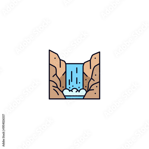 A serene waterfall in a natural landscape.