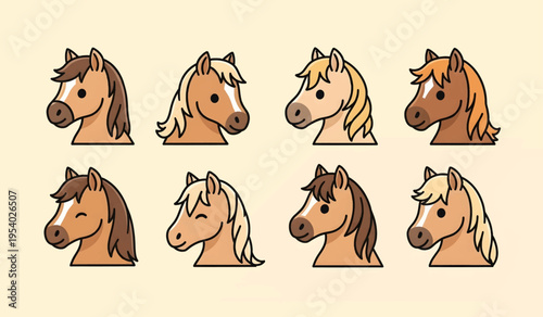 Collection of Horse Heads in Different Colors.