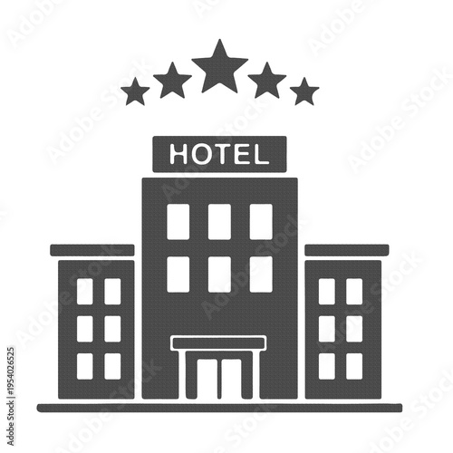 Hotel Building Icon Five Star Accommodation Hospitality Service and Luxury Stay Symbol